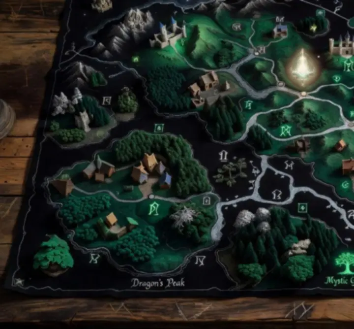 Fantasy online világ részletes térképe magyar jelölésekkel