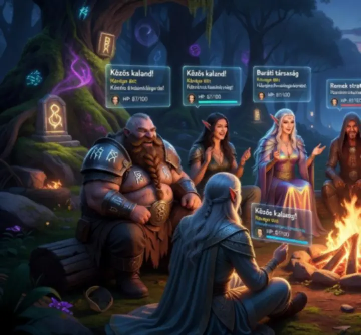 Magyar fantasy online játékosok gyűlése egy MMO város főterén
